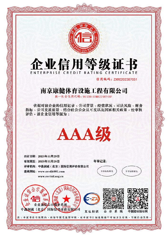 企業(yè)信用等級(jí)證書